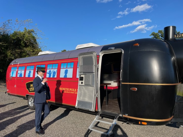 The Conductor getting on board the Polar Express Long Island